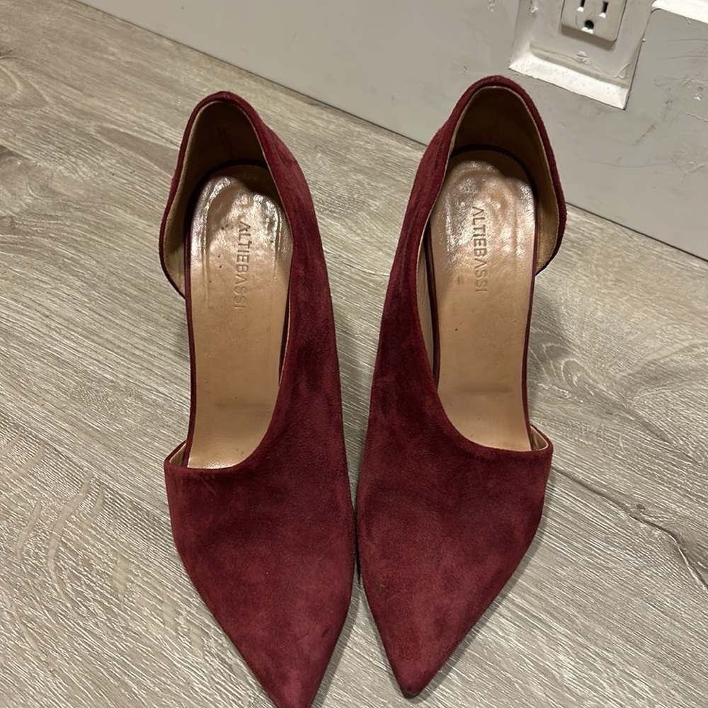 Altiebassi burgundy Italian suede pumps size 38